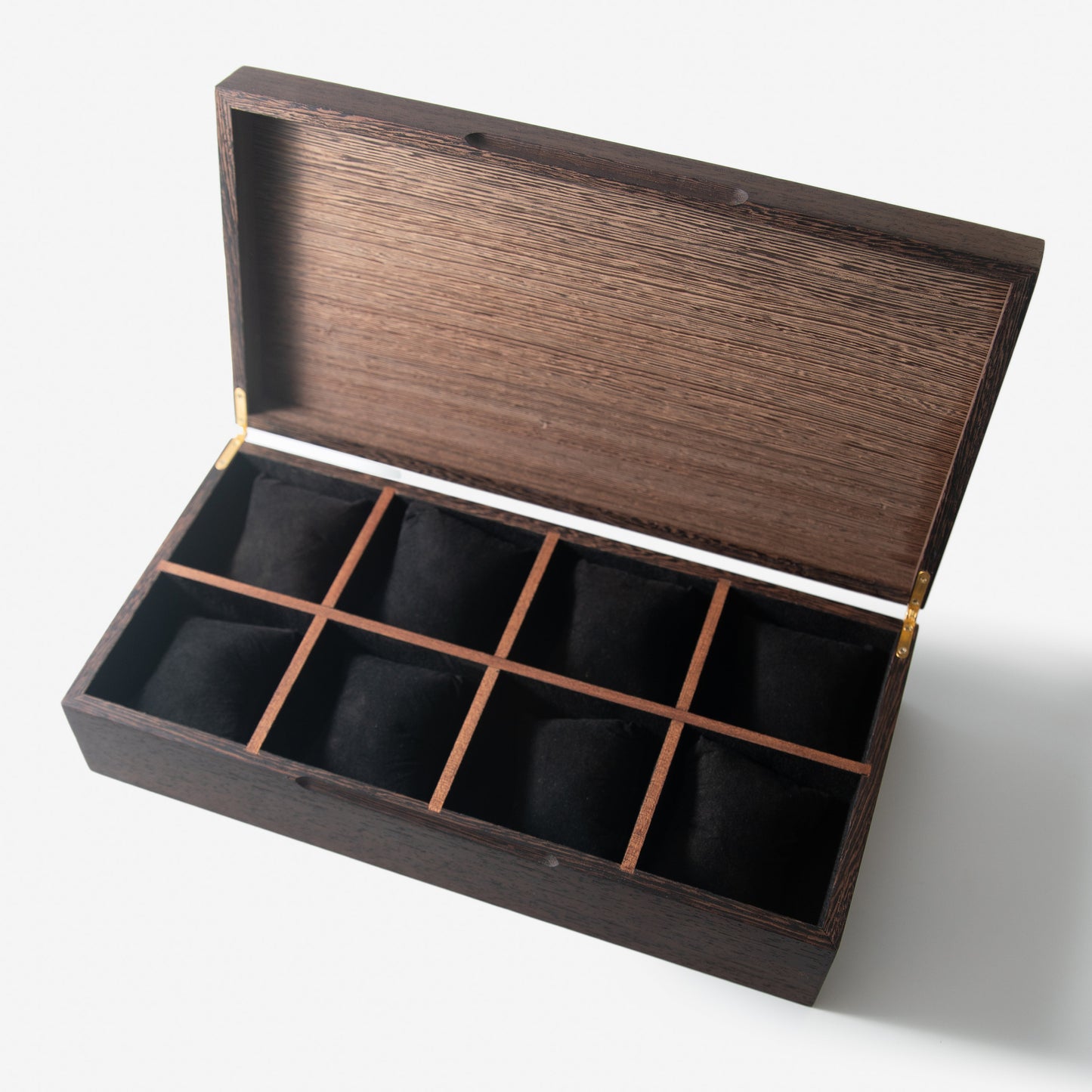 Wenge Hardwood Watch Box - 8 Watch Compartments - Soft-Pillowed Base - Personalized Gift